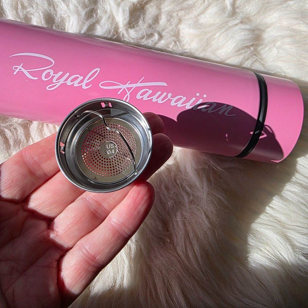 Stainless Steel Water w/ Tea Infuser Royal Hawaiian Pink Vacuum Seal 16oz - Picture 3 of 8